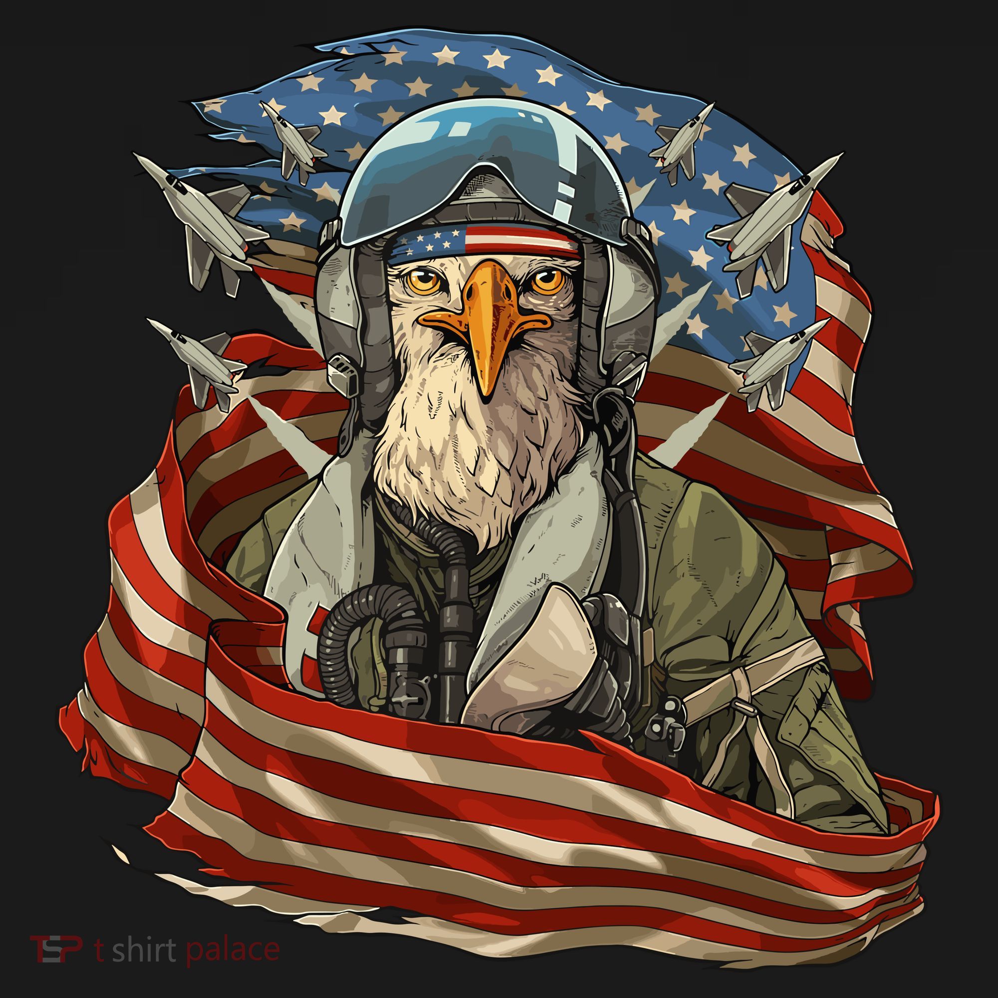 Patriotic American Eagle Fighter Pilot 4th Of July Women's Tank Top