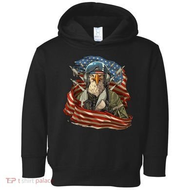 Patriotic American Eagle Fighter Pilot 4th Of July Toddler Hoodie