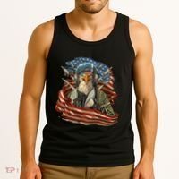 Patriotic American Eagle Fighter Pilot 4th Of July Tank Top thumb 3