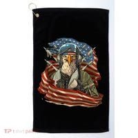 Patriotic American Eagle Fighter Pilot 4th Of July Golf Towel thumb 0