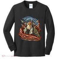 Patriotic American Eagle Fighter Pilot 4th Of July Kids Long Sleeve Shirt thumb 0