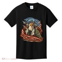 Patriotic American Eagle Fighter Pilot 4th Of July Kids T-Shirt thumb 0