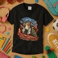 Patriotic American Eagle Fighter Pilot 4th Of July Kids T-Shirt thumb 3