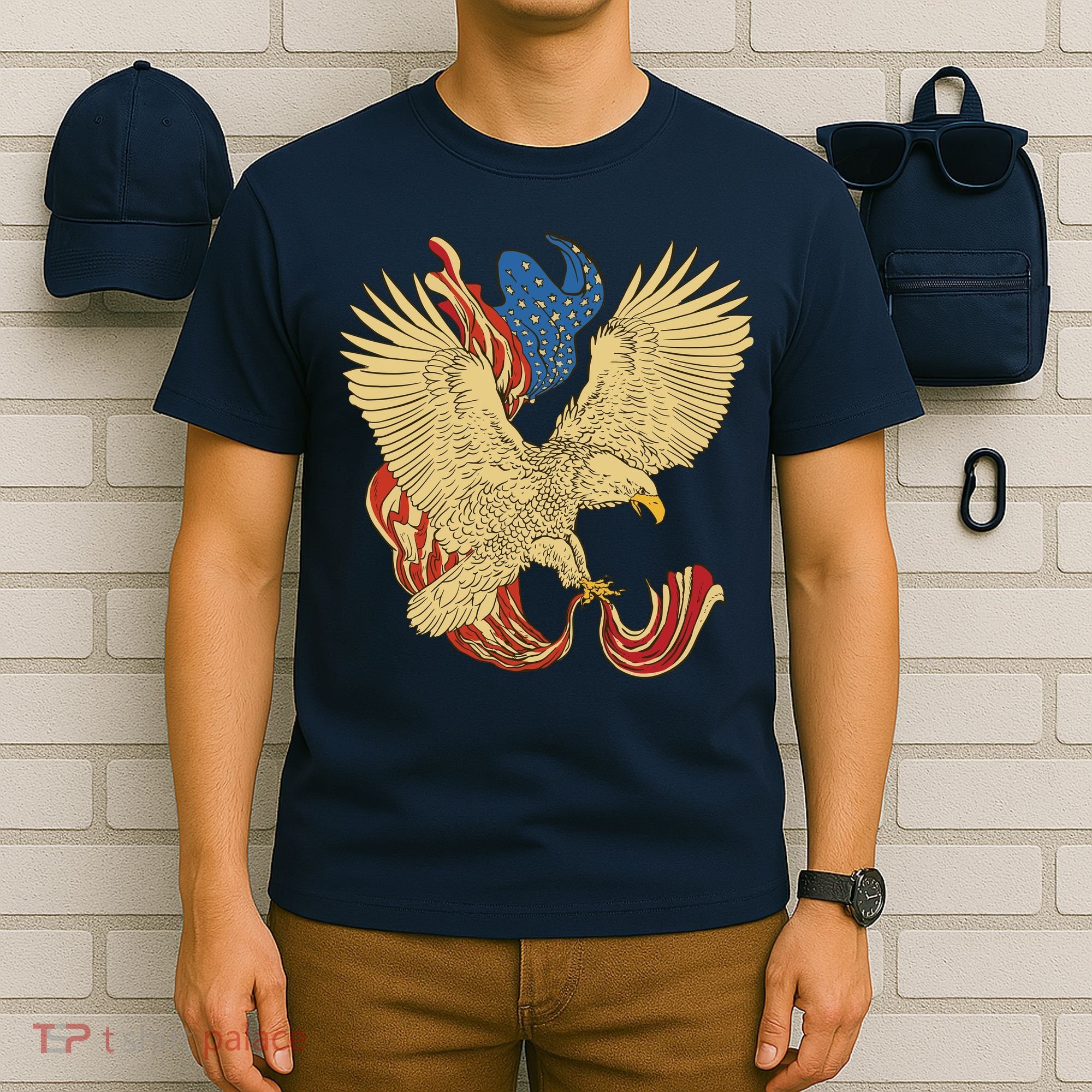 Patriotic American Eagle And United States Flag T-Shirt