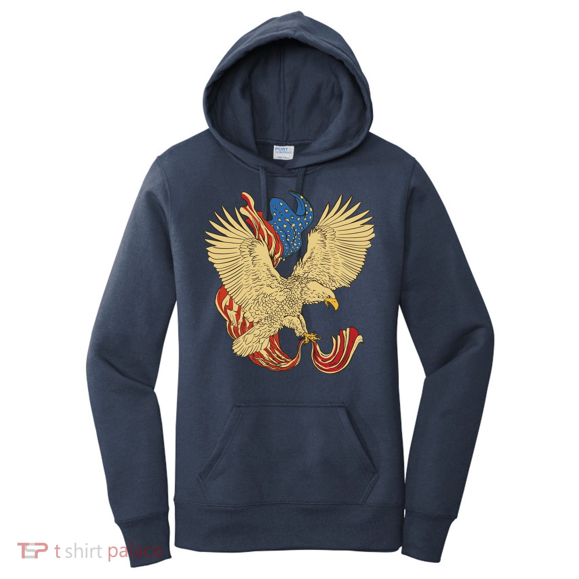 Patriotic American Eagle And United States Flag Women's Hoodie