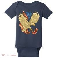 Patriotic American Eagle And United States Flag Baby Bodysuit thumb 0