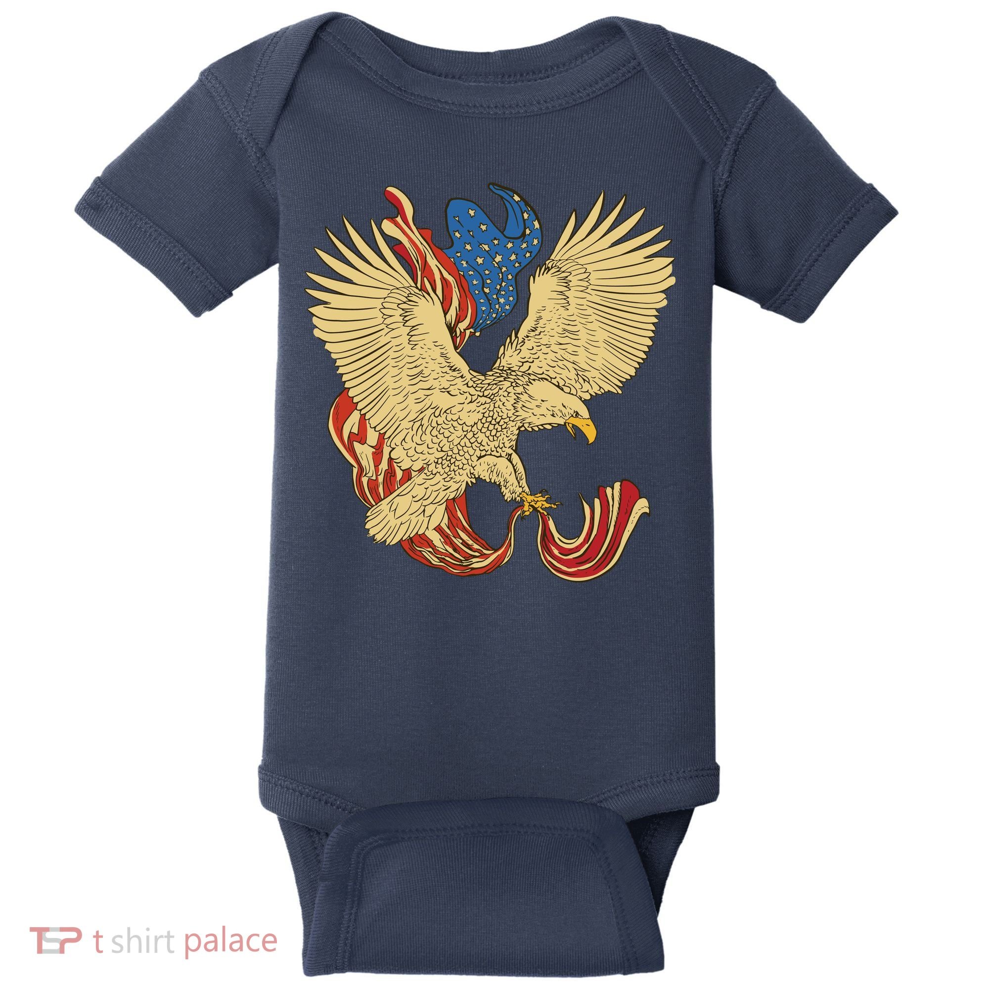 Patriotic American Eagle And United States Flag Baby Bodysuit