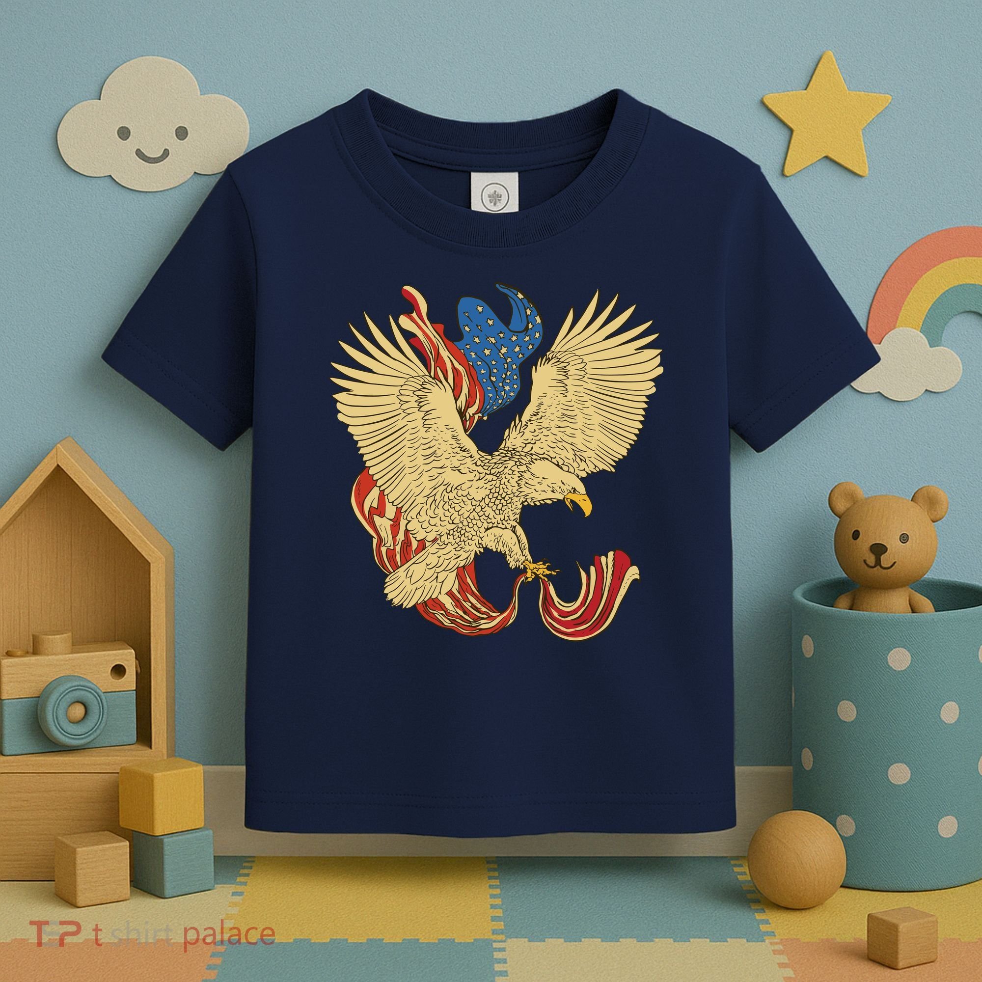 Patriotic American Eagle And United States Flag Toddler T-Shirt