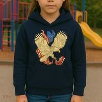Patriotic American Eagle And United States Flag Kids Hoodie thumb 3