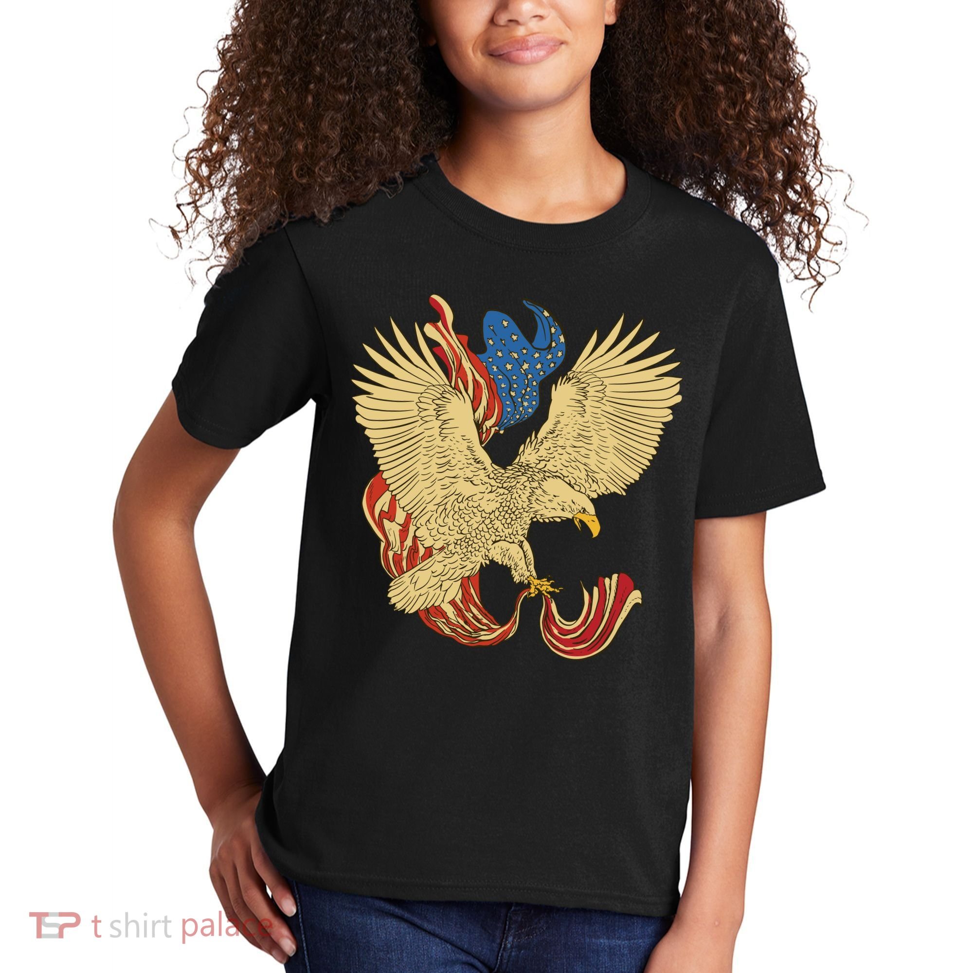 Patriotic American Eagle And United States Flag Kids T-Shirt