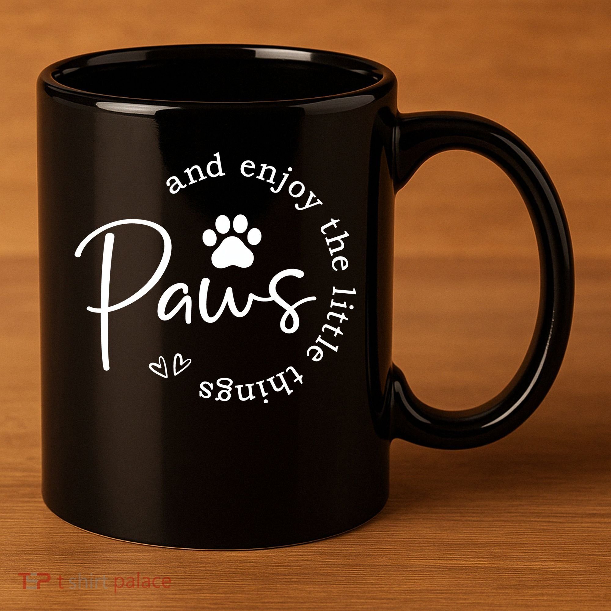Paws And Enjoy The Little Things White 11oz C Handle Ceramic Mug