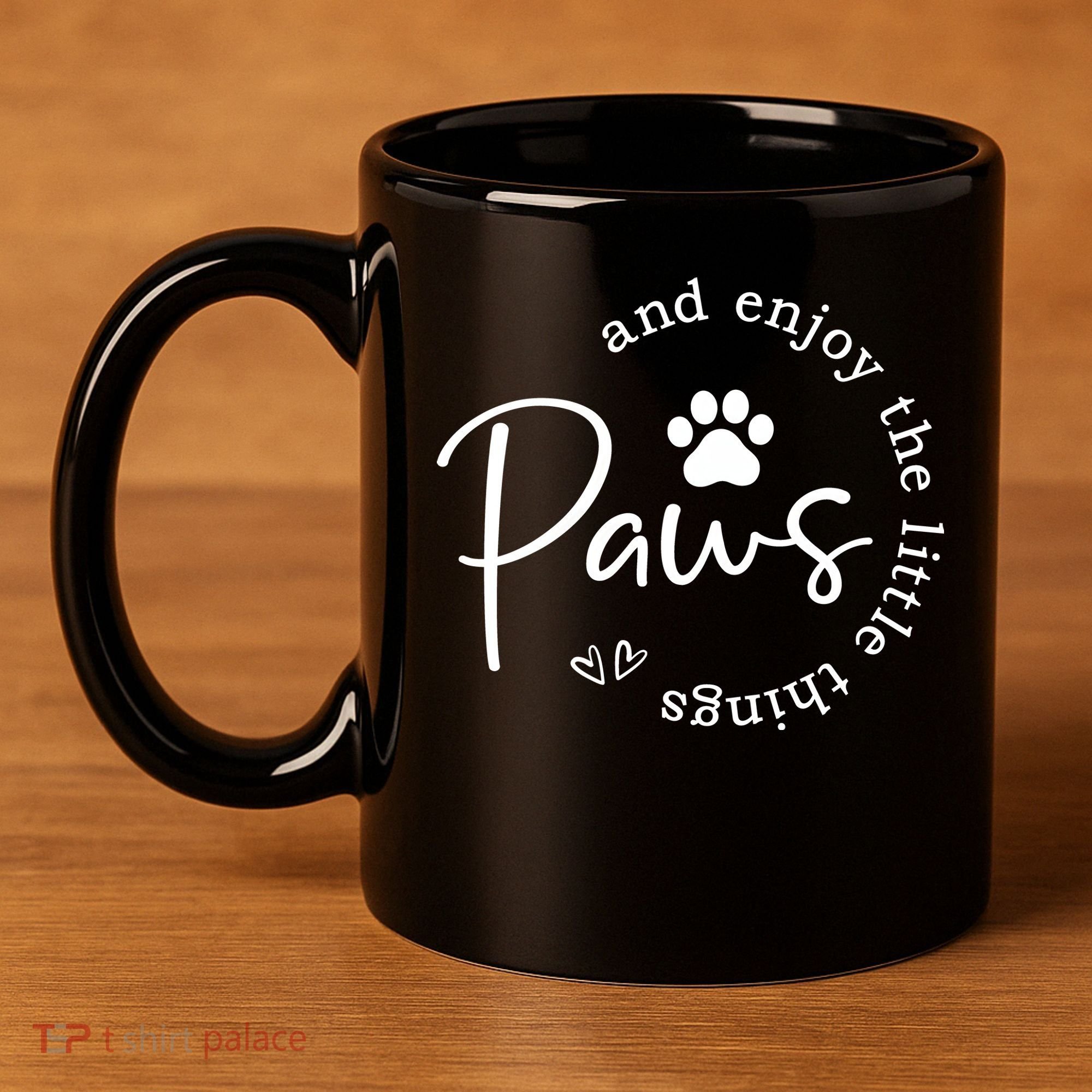 Paws And Enjoy The Little Things White 11oz C Handle Ceramic Mug
