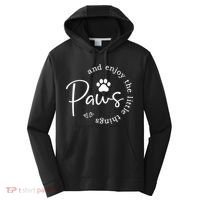 Paws And Enjoy The Little Things White Performance Fleece Hoodie thumb 0