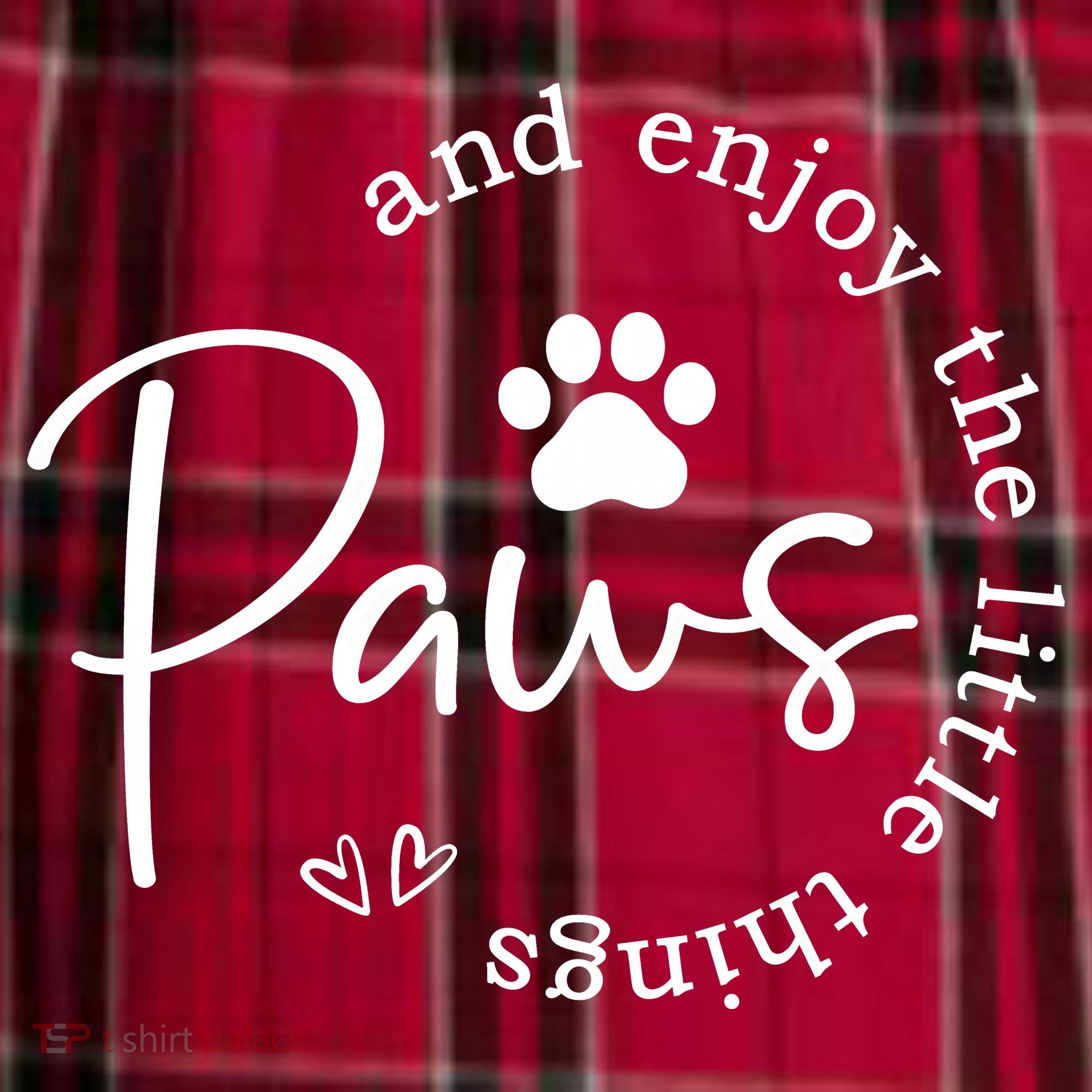 Paws And Enjoy The Little Things White Women's Flannel Plaid Pajama Pants