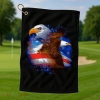 Patriotic American Eagle USA Flag Golf Towel thumb 1
