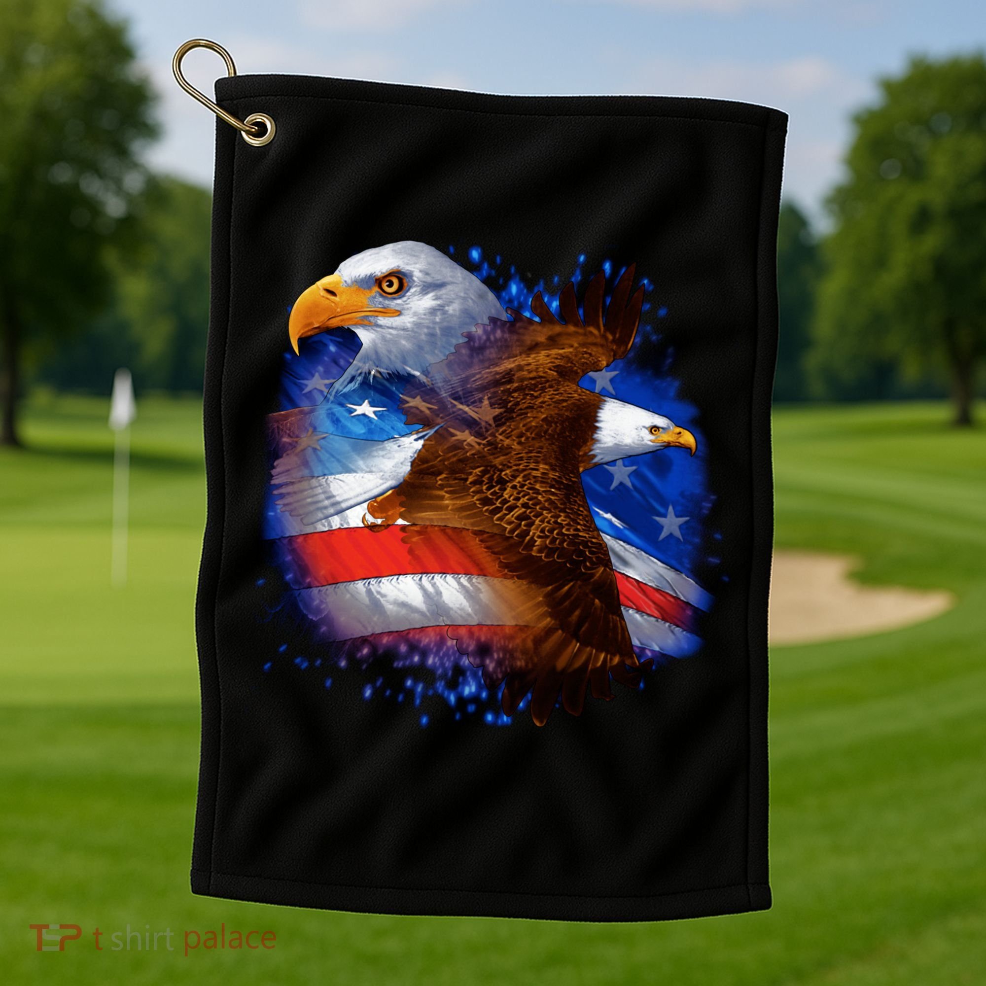 Patriotic American Eagle USA Flag Golf Towel