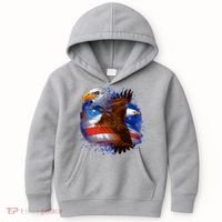 Patriotic American Eagle USA Flag Kids Hoodie thumb 0