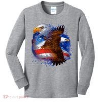 Patriotic American Eagle USA Flag Kids Long Sleeve Shirt thumb 0