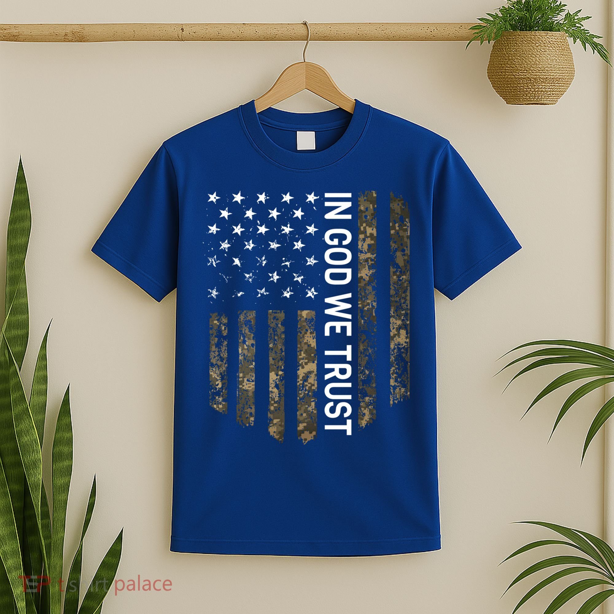 Patriotic American Flag Camo In God We Trust Usa Patriot Great Gift T-Shirt