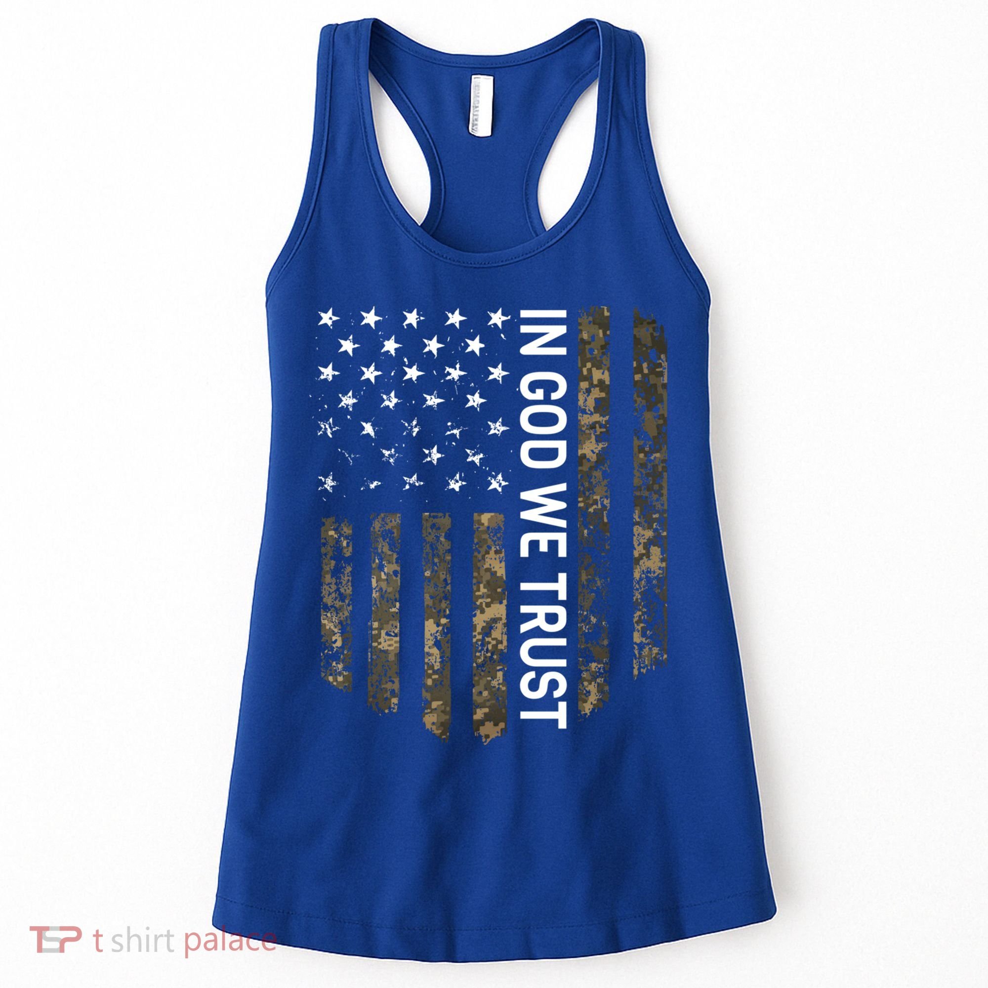 Patriotic American Flag Camo In God We Trust Usa Patriot Great Gift Women's Tank Top