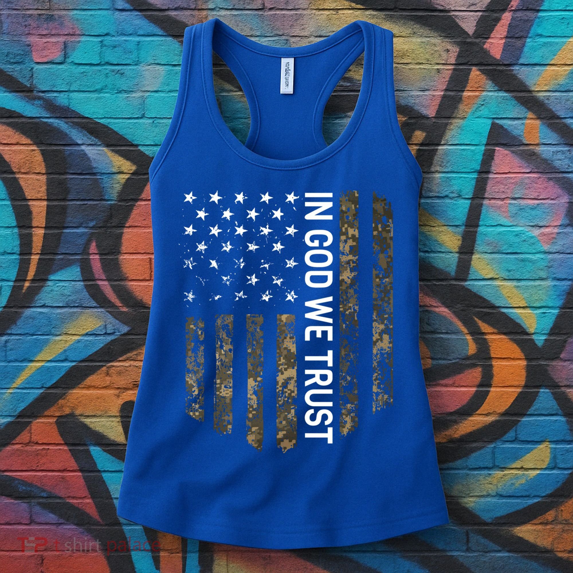 Patriotic American Flag Camo In God We Trust Usa Patriot Great Gift Women's Tank Top