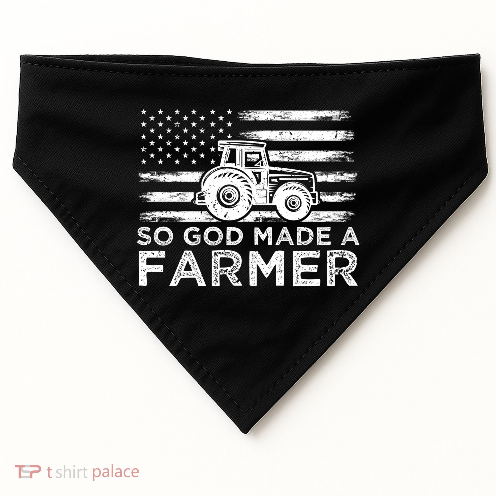 Patriotic American Flag Tractor So God Made A Farmer Gift USA-Made Doggie Bandana