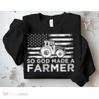 Patriotic American Flag Tractor So God Made A Farmer Gift Sweatshirt thumb 2