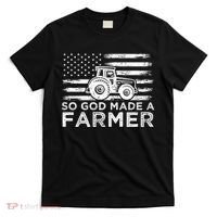 Patriotic American Flag Tractor So God Made A Farmer Gift T-Shirt thumb 0