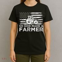Patriotic American Flag Tractor So God Made A Farmer Gift T-Shirt thumb 4