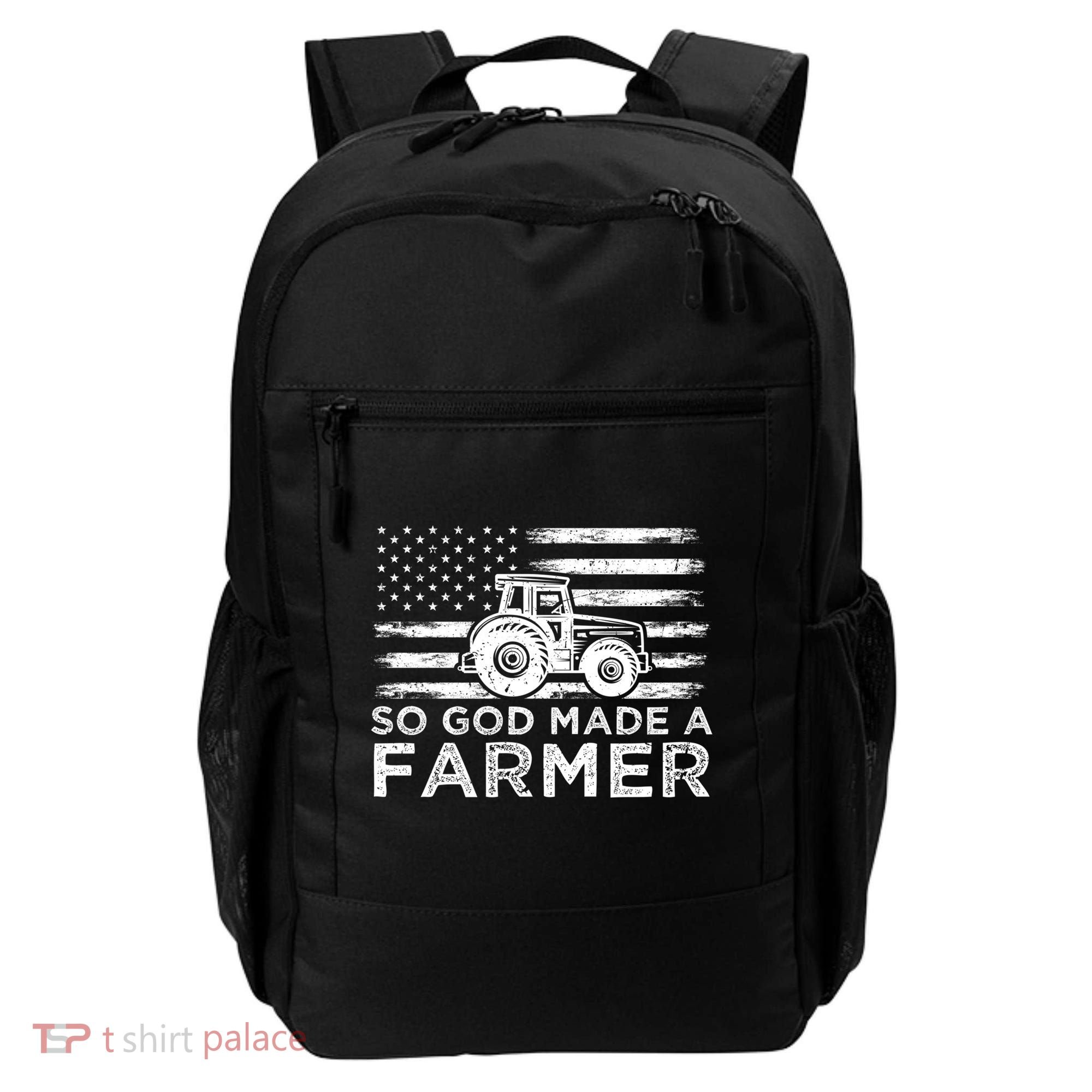 Patriotic American Flag Tractor So God Made A Farmer Gift Backpack