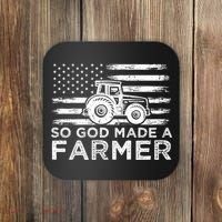 Patriotic American Flag Tractor So God Made A Farmer Gift Coaster thumb 0