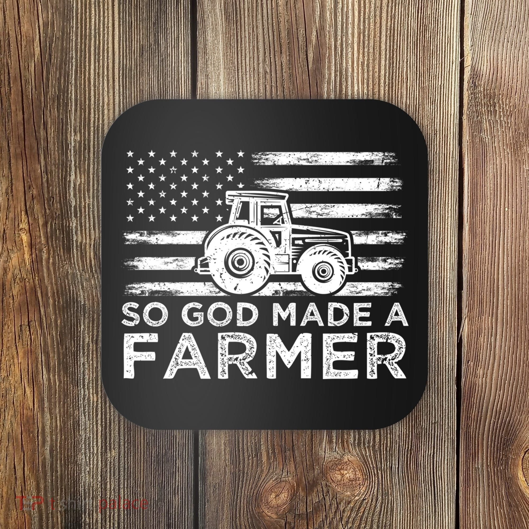 Patriotic American Flag Tractor So God Made A Farmer Gift Coaster