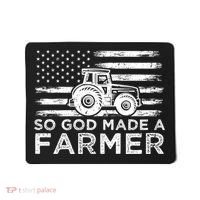 Patriotic American Flag Tractor So God Made A Farmer Gift Mousepad thumb 0