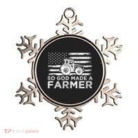 Patriotic American Flag Tractor So God Made A Farmer Gift Ornament thumb 0