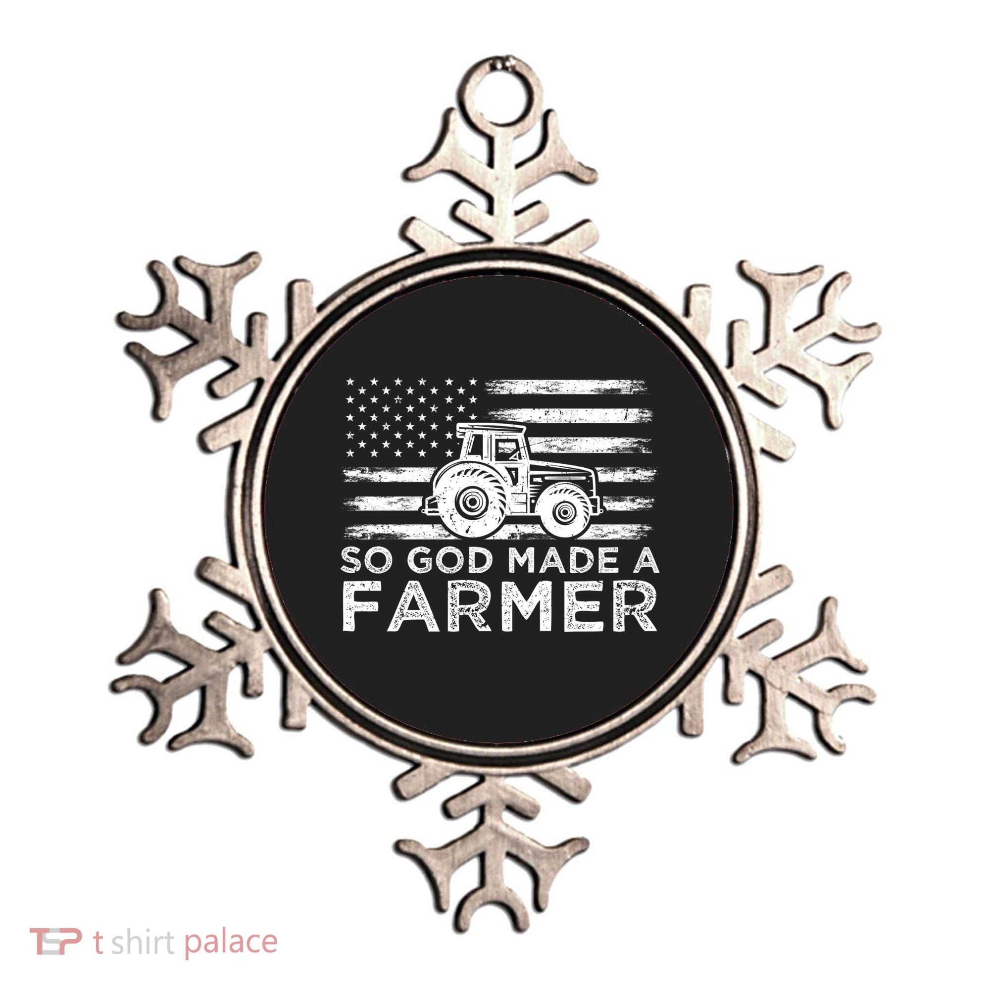 Patriotic American Flag Tractor So God Made A Farmer Gift Ornament