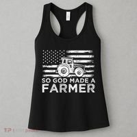 Patriotic American Flag Tractor So God Made A Farmer Gift Women's Tank Top thumb 3