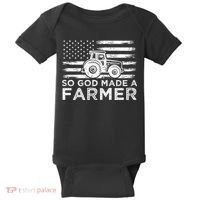 Patriotic American Flag Tractor So God Made A Farmer Gift Baby Bodysuit thumb 0