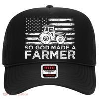 Patriotic American Flag Tractor So God Made A Farmer Gift Hat thumb 0