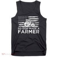 Patriotic American Flag Tractor So God Made A Farmer Gift Tank Top thumb 0
