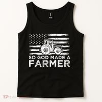Patriotic American Flag Tractor So God Made A Farmer Gift Tank Top thumb 2