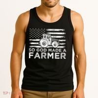 Patriotic American Flag Tractor So God Made A Farmer Gift Tank Top thumb 3