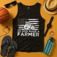 Patriotic American Flag Tractor So God Made A Farmer Gift Tank Top thumb 4