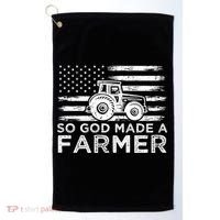 Patriotic American Flag Tractor So God Made A Farmer Gift Golf Towel thumb 0
