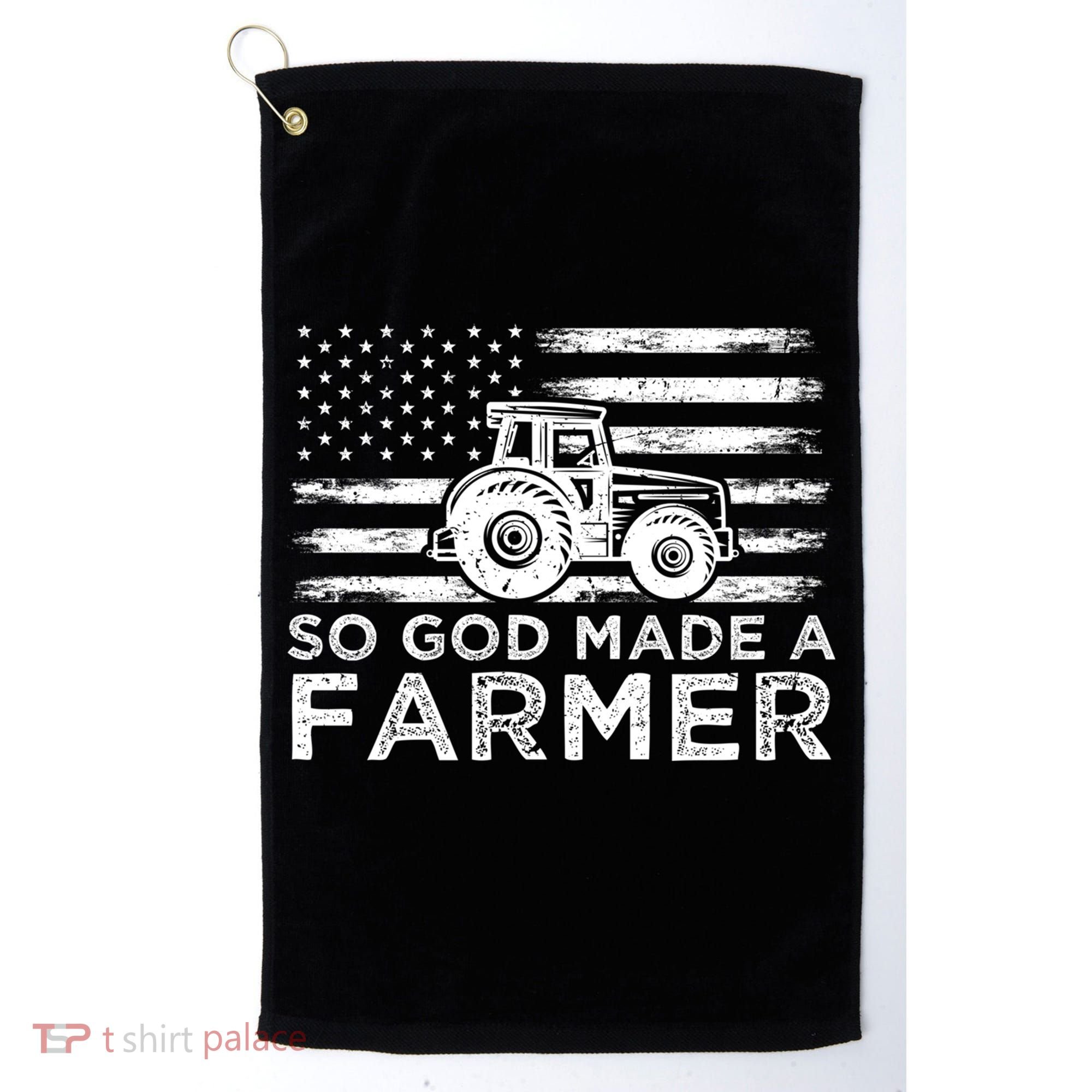 Patriotic American Flag Tractor So God Made A Farmer Gift Golf Towel