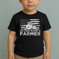 Patriotic American Flag Tractor So God Made A Farmer Gift Toddler T-Shirt thumb 2