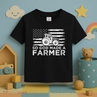 Patriotic American Flag Tractor So God Made A Farmer Gift Toddler T-Shirt thumb 3