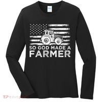 Patriotic American Flag Tractor So God Made A Farmer Gift Women's Long Sleeve Shirt thumb 0