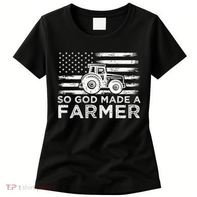 Patriotic American Flag Tractor So God Made A Farmer Gift Women's T-Shirt