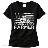 Patriotic American Flag Tractor So God Made A Farmer Gift Women's T-Shirt thumb 0