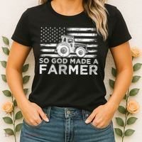 Patriotic American Flag Tractor So God Made A Farmer Gift Women's T-Shirt thumb 2